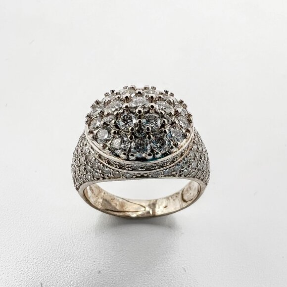 925 Sterling Sliver Moissanite 1.5cm diameter Circle Ring, 3.5ctw VVS Stones Jew